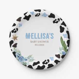 A Little Cowboy Western Boy Baby Shower Paper Plate