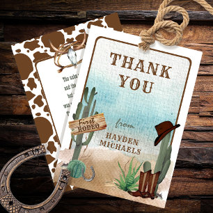 A Little Cowboy Western Boy Baby Shower  Thank You Card