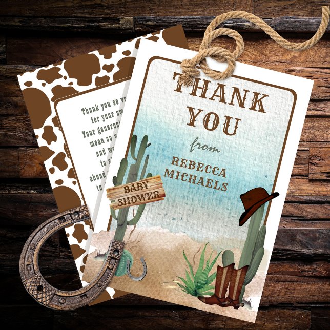 A Little Cowboy Western Boy Baby Shower  Thank You Card (A Little Cowboy Western Boy Baby Shower Thank You Card)
