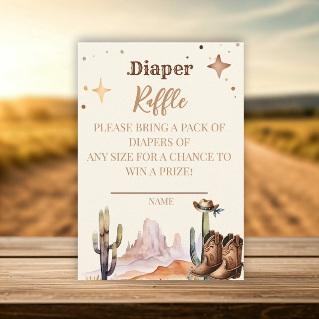 A Little Cowboy Western Boy  Diaper raffle Enclosure Card (Creator Uploaded)