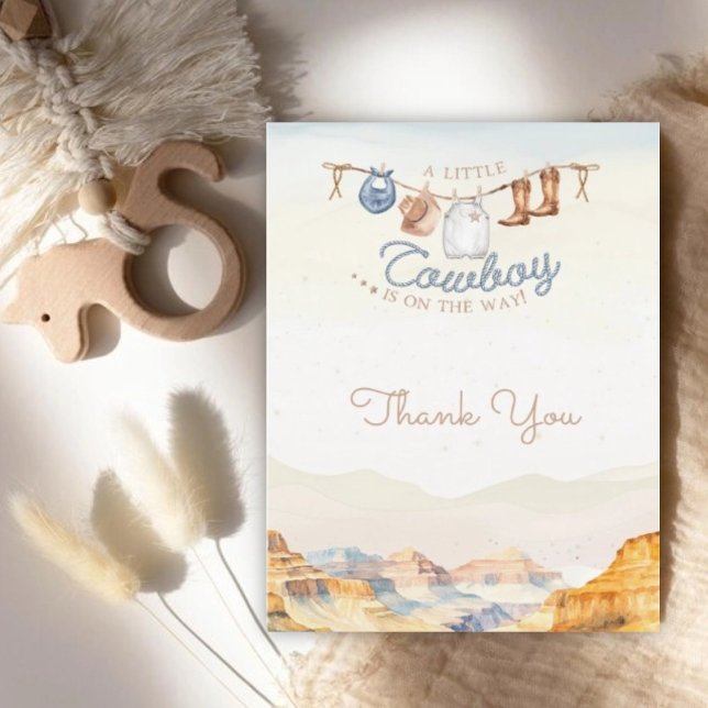 A Little Cowboy Western Canyon Baby Shower  Thank You Card (Creator Uploaded)