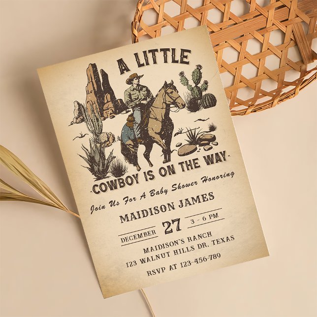 A Little Cowboy Western Rodeo Baby Shower  Invitation (Creator Uploaded)