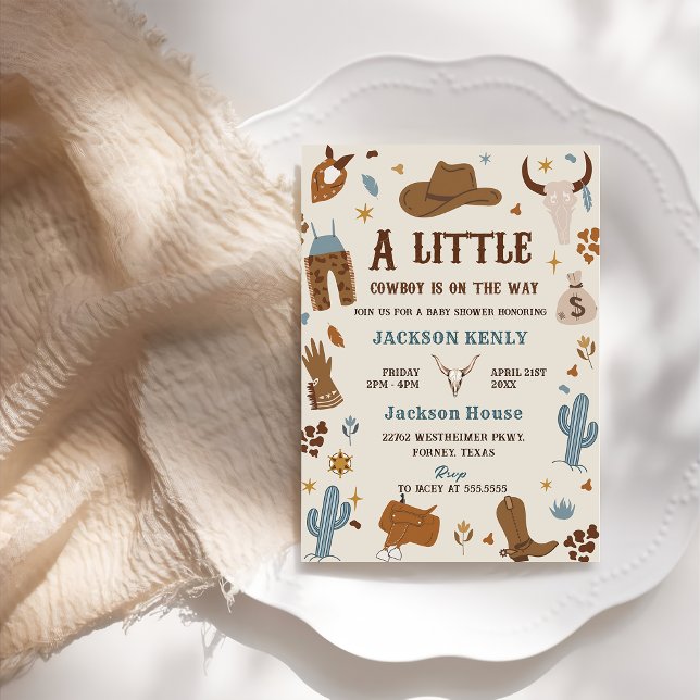 A Little Cowboy Western Rodeo Baby Shower  Invitation (Creator Uploaded)