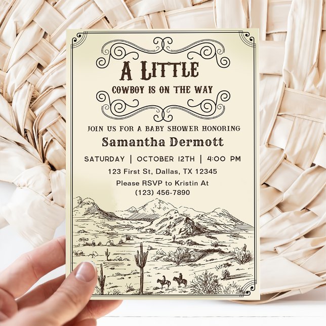 A Little Cowboy Western Rodeo Baby Shower  Invitation (Creator Uploaded)