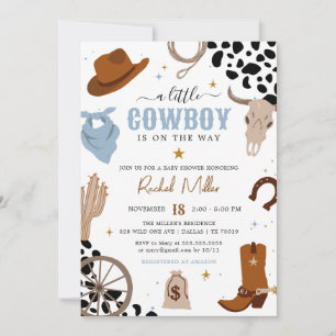 A Little Cowboy Western Wild West Baby Boy Shower Invitation