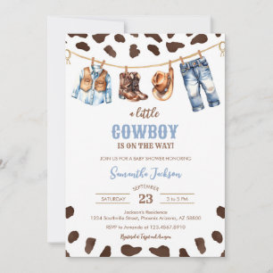 A Little Cowboy Wild West Rodeo Baby Shower Invitation