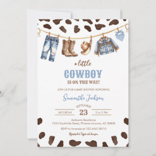 A Little Cowboy Wild West Rodeo Baby Shower Invitation