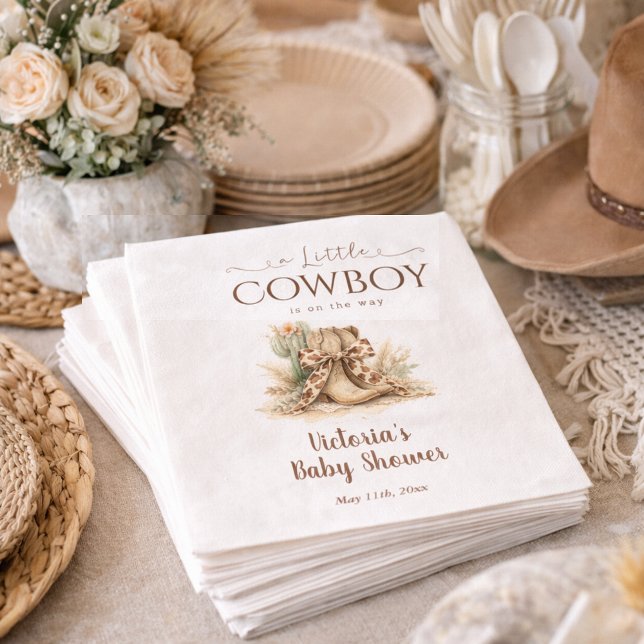 A Little Cowboy Wild West Theme Boy Baby Shower Napkin (Creator Uploaded)