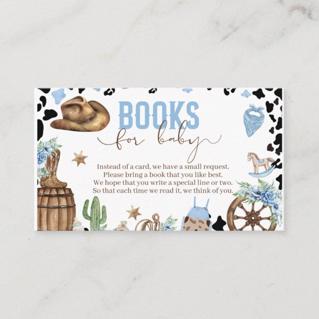 A Little Cowboy Wild Western Boy Blue Baby Book Enclosure Card (Front)