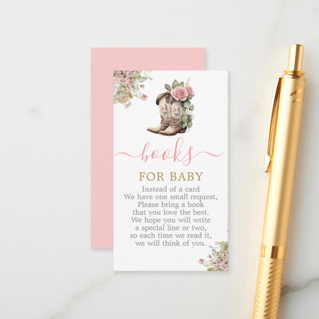 A Little Cowgirl Baby Shower Books for Baby Enclosure Card (Front/Back In Situ)