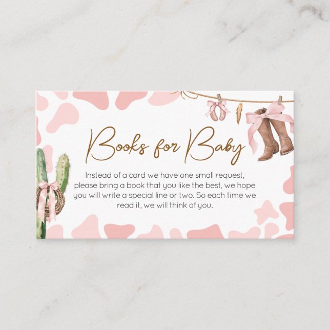 A Little Cowgirl Baby Shower Books for Baby Enclosure Card (Front)