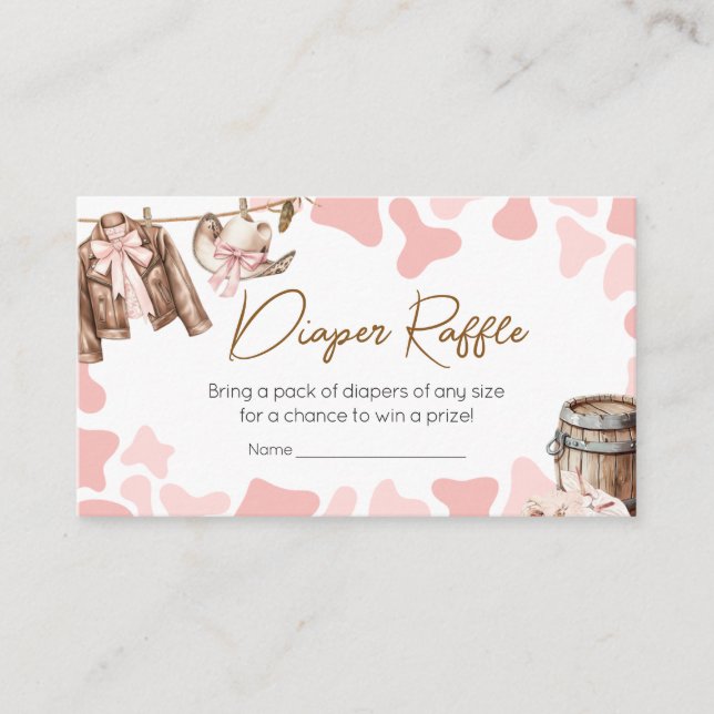 A Little Cowgirl Baby Shower Diaper Raffle Enclosure Card (Front)