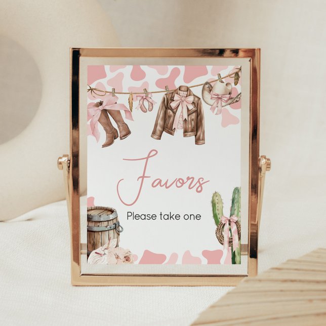 A Little Cowgirl Baby Shower Favours Poster (A Little Cowgirl Clothesline Baby Shower Favors Sign)