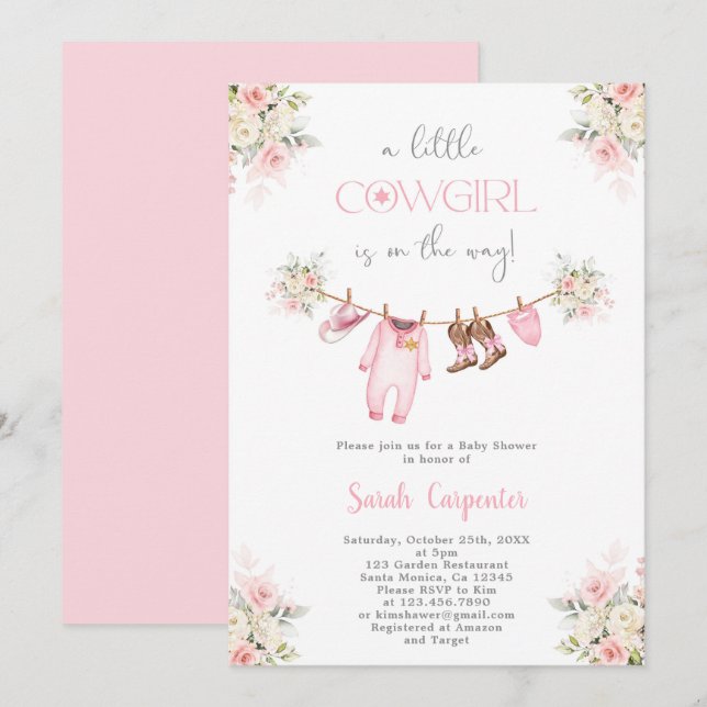 A little Cowgirl Baby Shower Girl Invitation (Front/Back)