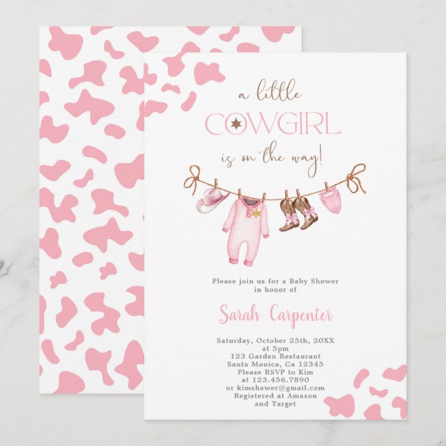 A little Cowgirl Baby Shower Girl Invitation (Front/Back)