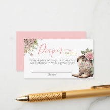 A Little Cowgirl Baby Shower Girl Raffle Card