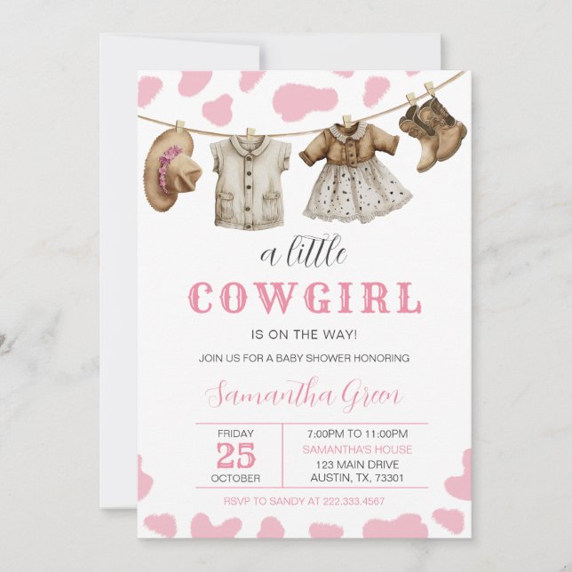 A Little Cowgirl Baby Shower Invitation (Front)