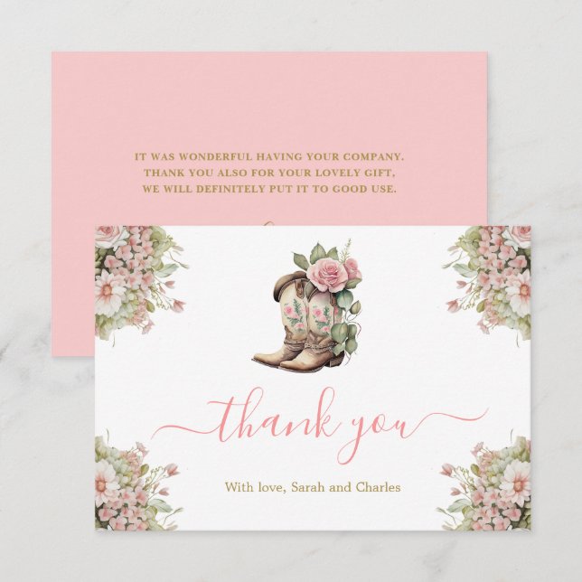A Little Cowgirl Baby Shower Thank You Card (Front/Back)