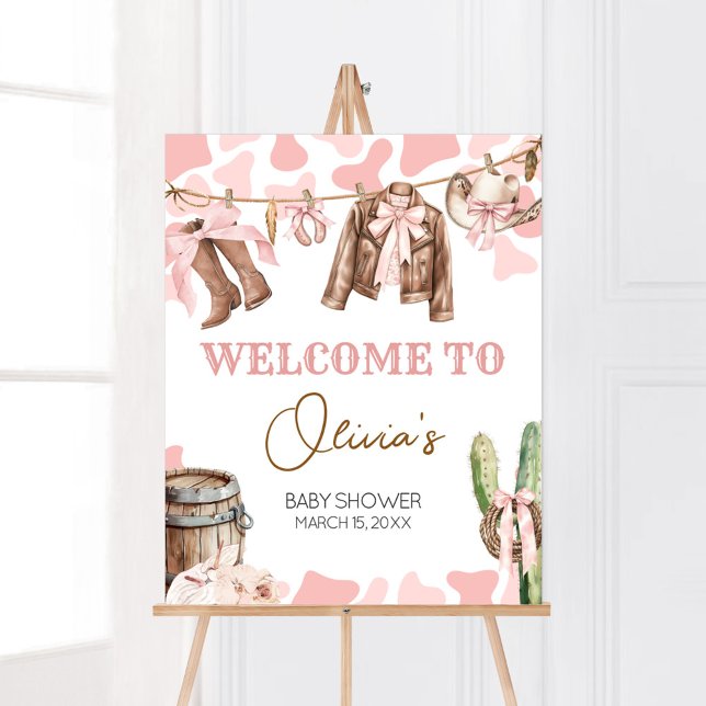 A Little Cowgirl Baby Shower Welcome Poster (A Little Cowgirl Clothesline Baby Shower Welcome Sign)