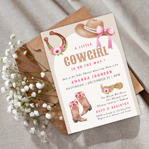 A little Cowgirl bow Wild West Rodeo Baby Shower Invitation