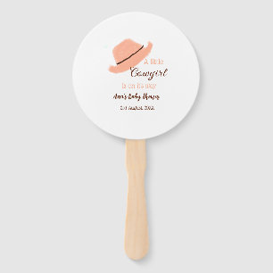 A little cowgirl is on it's way orange baby shower hand fan