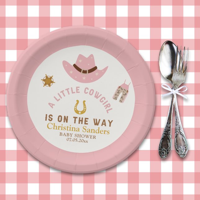 A Little Cowgirl Is on The Way  Paper Plate (Creator Uploaded)