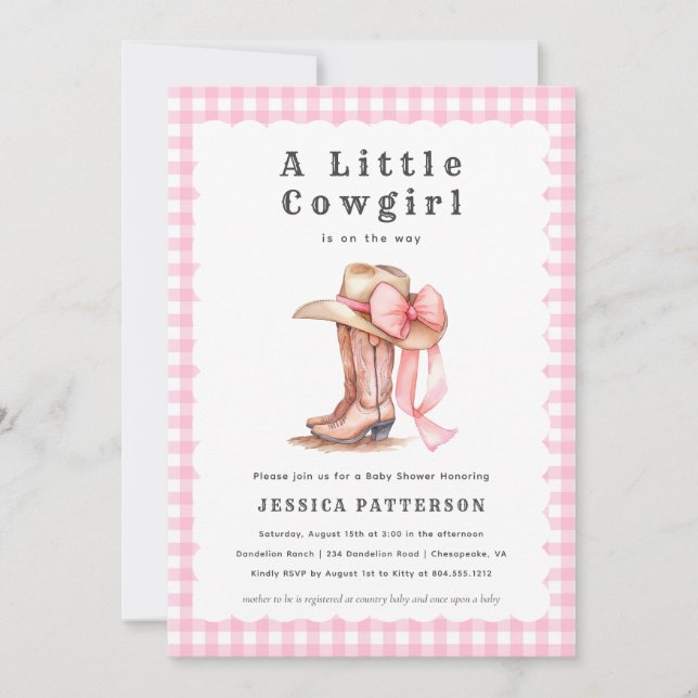 A Little Cowgirl Pink Baby Shower Invitation  (Front)