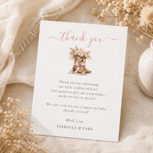 A Little Cowgirl Western Girl Baby Shower Thank You Card