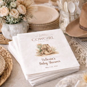 A Little Cowgirl Western Theme Baby Shower Napkin