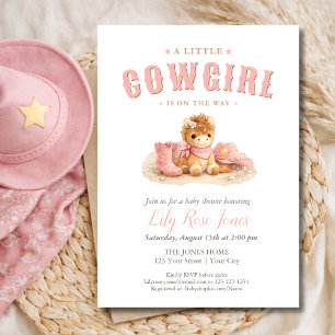 A Little Cowirgl Is Cute Pink Girl Baby Shower  Invitation