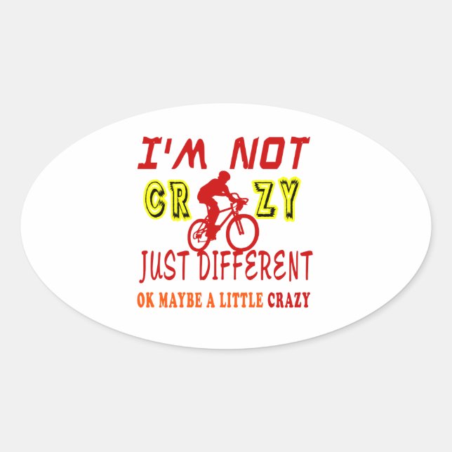 A Little Crazy for Cycling Oval Sticker (Front)