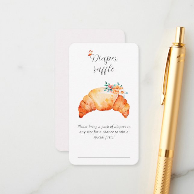 A Little Croissant Diaper Raffle  Baby Shower  Enclosure Card (Front/Back In Situ)