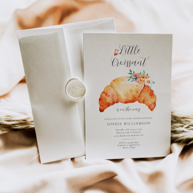 A Little Croissant Is On The Way Baby Shower Invitation (Creator Uploaded)