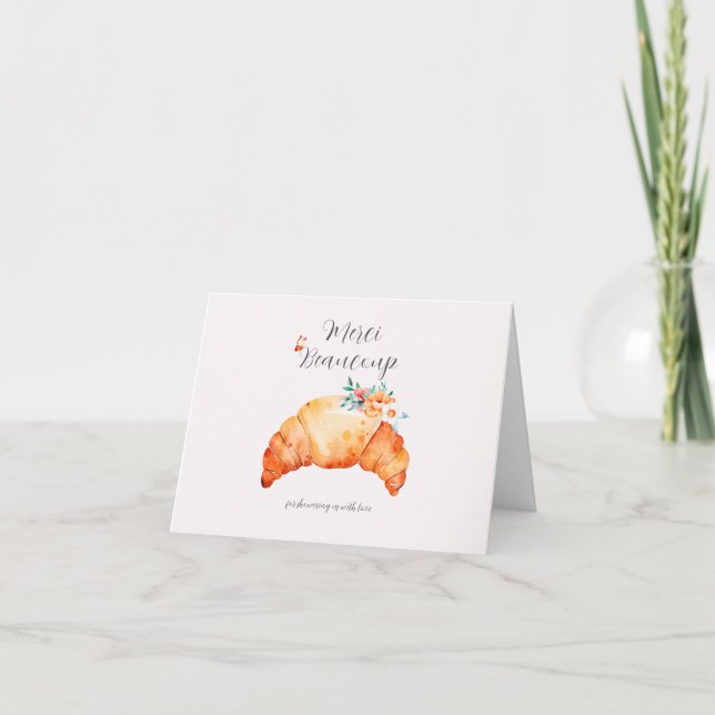 A Little Croissant Is On The Way Baby Shower Merci Thank You Card (Front)