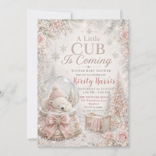A Little Cub Is Coming Winter Baby Shower Invitation