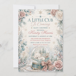 A Little Cub Is Coming Winter Baby Shower Invitation