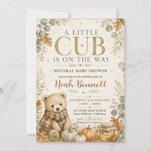 A Little Cub Neutral Fall Baby Shower Invitation