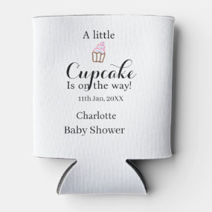 A little cupcake is on its way baby shower name da can cooler