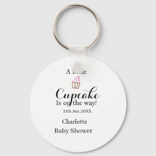 A little cupcake is on its way baby shower name da key ring