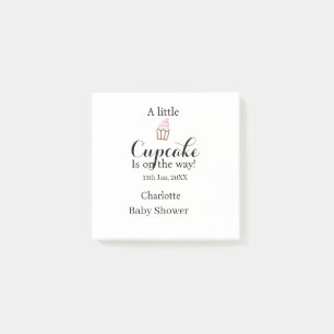 A little cupcake is on its way baby shower name da post-it notes
