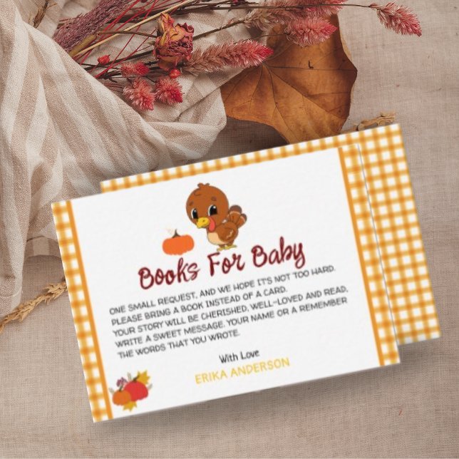 A Little Cute Turkey Baby Shower Books For Baby  Enclosure Card (Creator Uploaded)