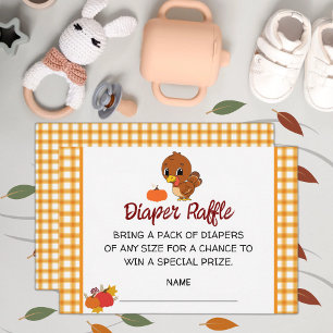 A Little Cute Turkey Baby Shower Diaper Raffle  Enclosure Card
