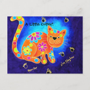A Little Cutey! - Happy Blue Cat Postcard