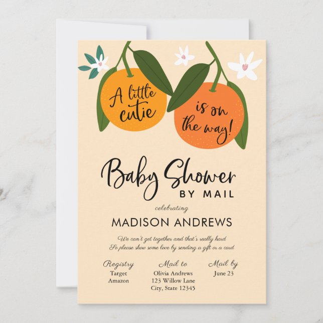A Little Cutie Baby Shower by Mail Invitation (Front)