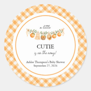 A Little Cutie Baby Shower  Classic Round Sticker