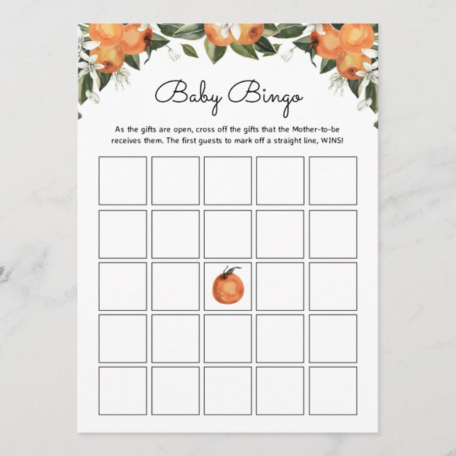 A Little Cutie Baby Shower Games | Baby Bingo Game Advice Card (Front)