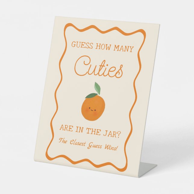 A Little Cutie Baby Shower Guess How Many Cuties  Pedestal Sign (Front)
