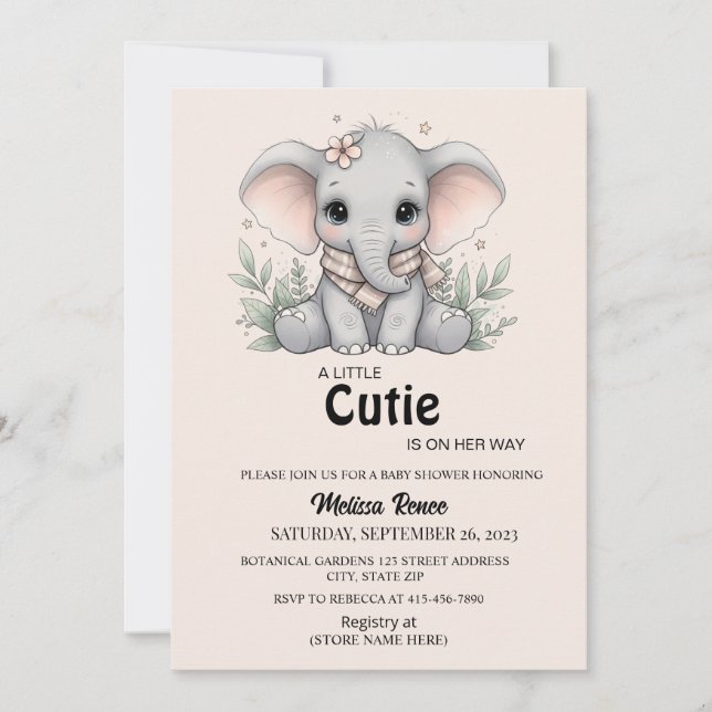 A Little Cutie Baby Shower Invitation (Front)