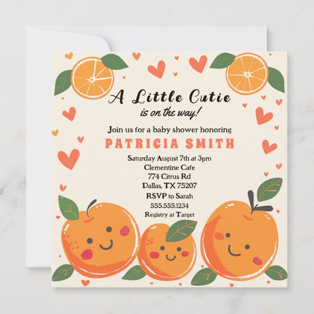 A Little Cutie Baby Shower Invitation (Front)