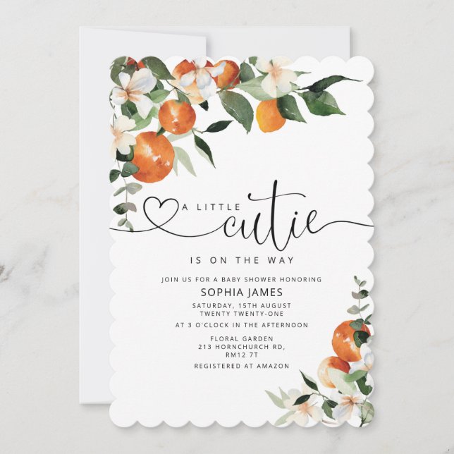 A Little Cutie  baby shower invitation (Front)